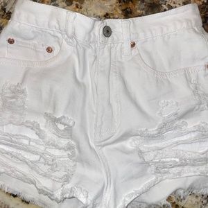 Signature White Denim Shorts